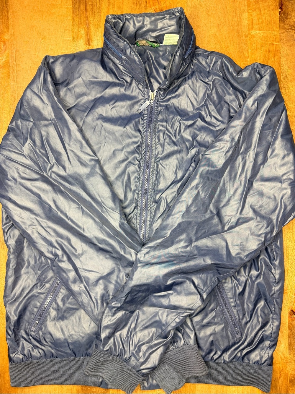 Vintage 80s IZOD Club Nylon Windbreaker Jacket Men M Navy Blue Hooded Bomber